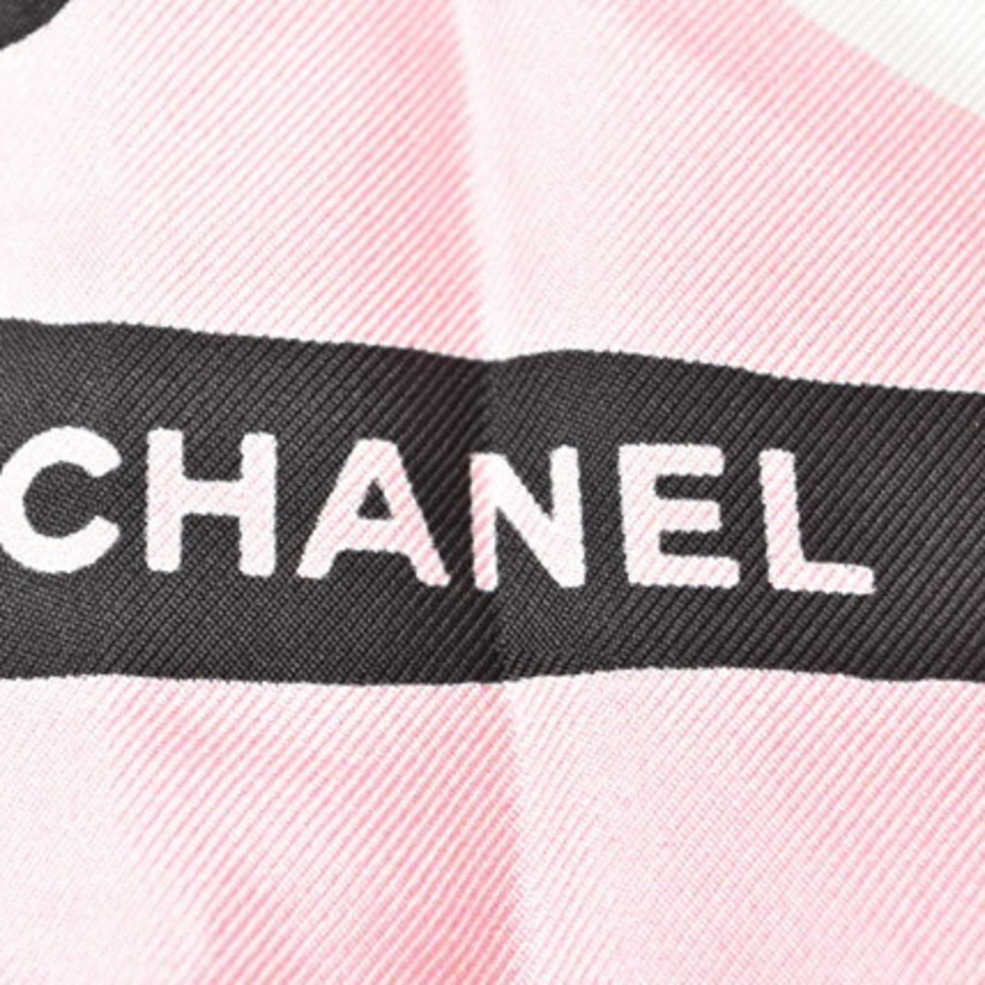 Chanel scarf handkerchief CHANEL Coco mark pink black white silk