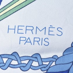 Hermes Scarf Muffler HERMES Carre 90 Silk Twill LE TIMBALIER Timpanist Blue Ciel