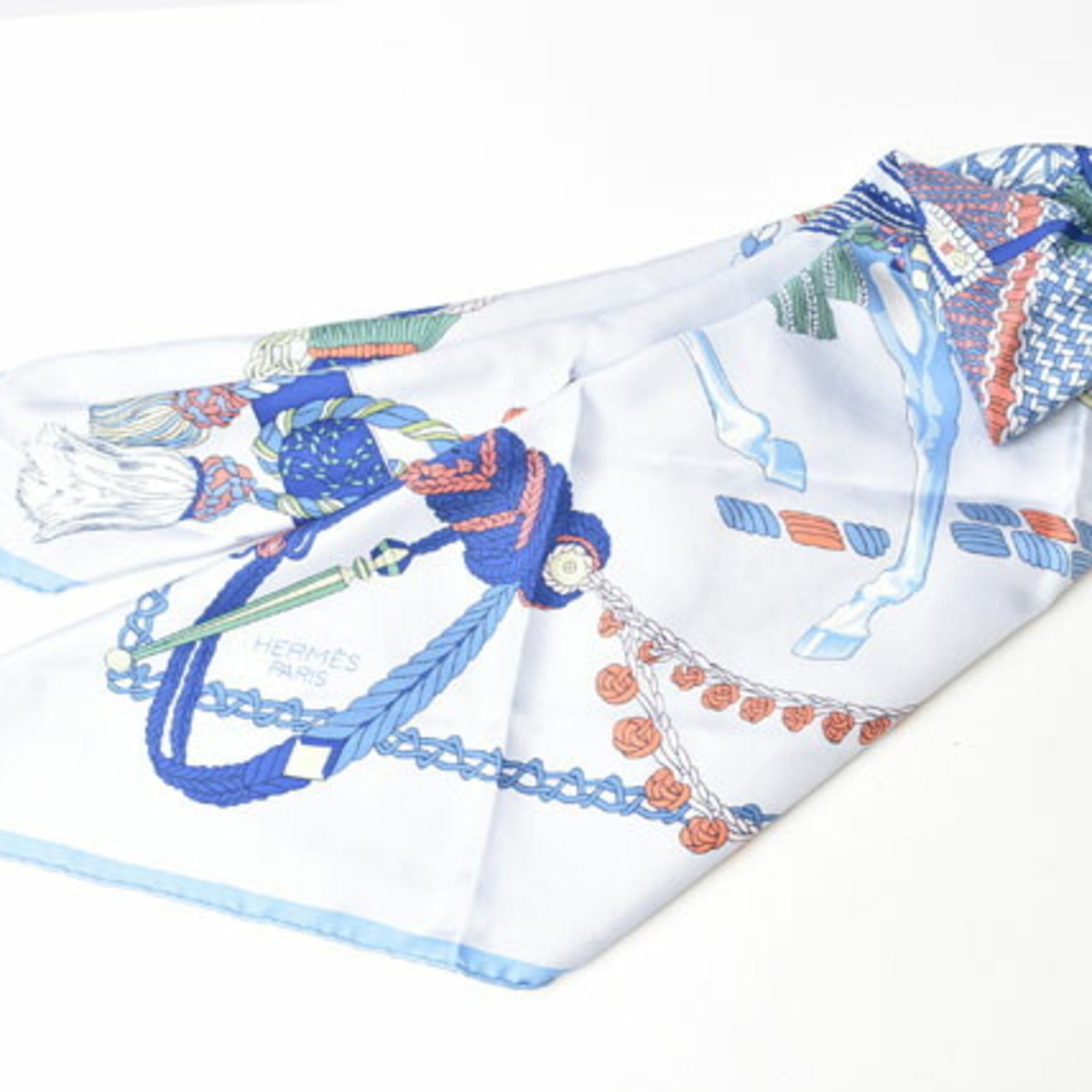 Hermes Scarf Muffler HERMES Carre 90 Silk Twill LE TIMBALIER Timpanist Blue Ciel