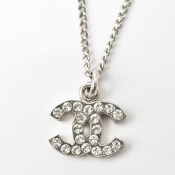 Chanel Necklace Pendant CHANEL Coco Mark CC Rhinestone Silver White