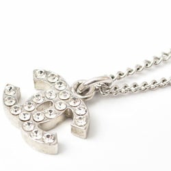 Chanel Necklace Pendant CHANEL Coco Mark CC Rhinestone Silver White