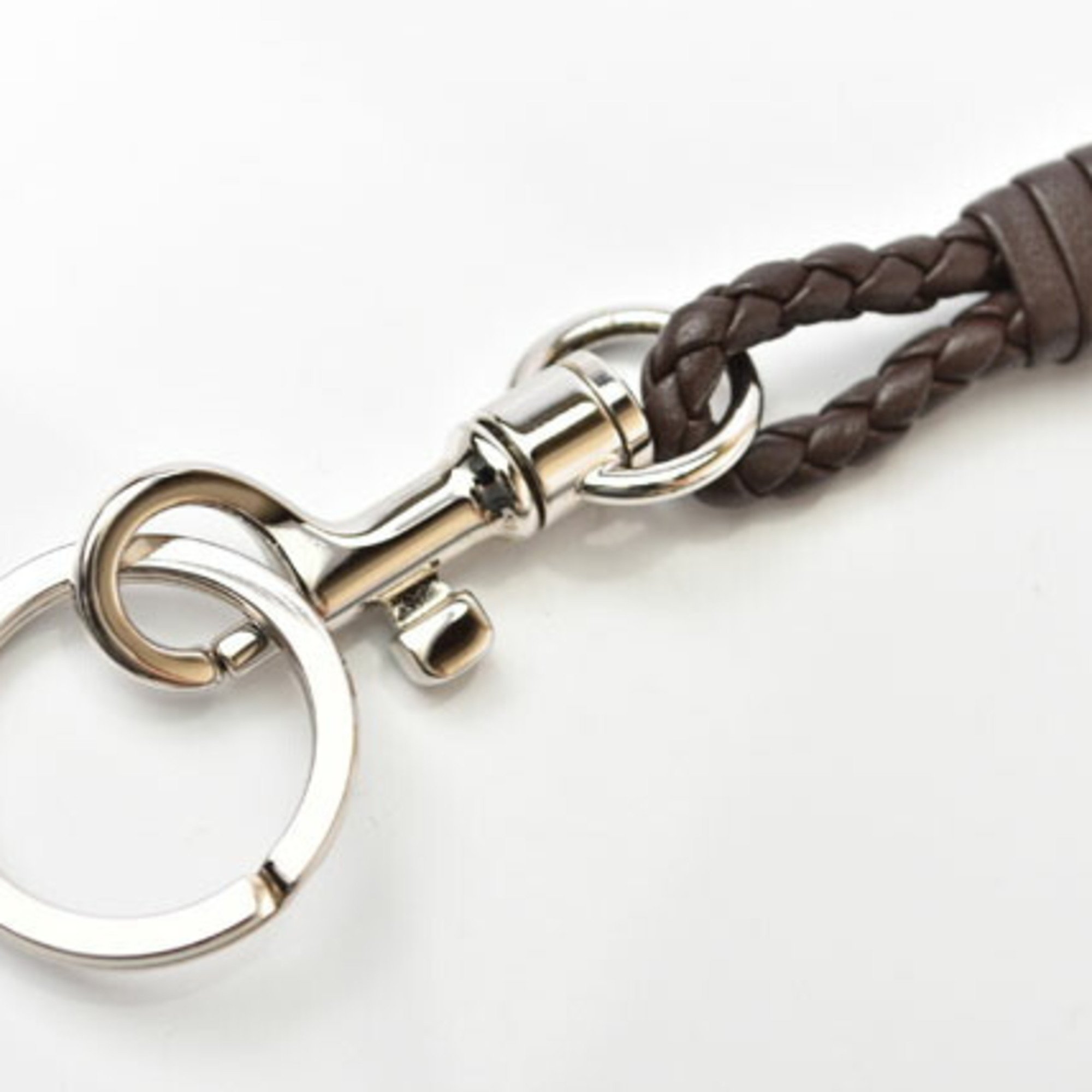 Bottega Veneta Keyring Neck Strap BOTTEGA VENETA Leather Dark Brown Silver 113540