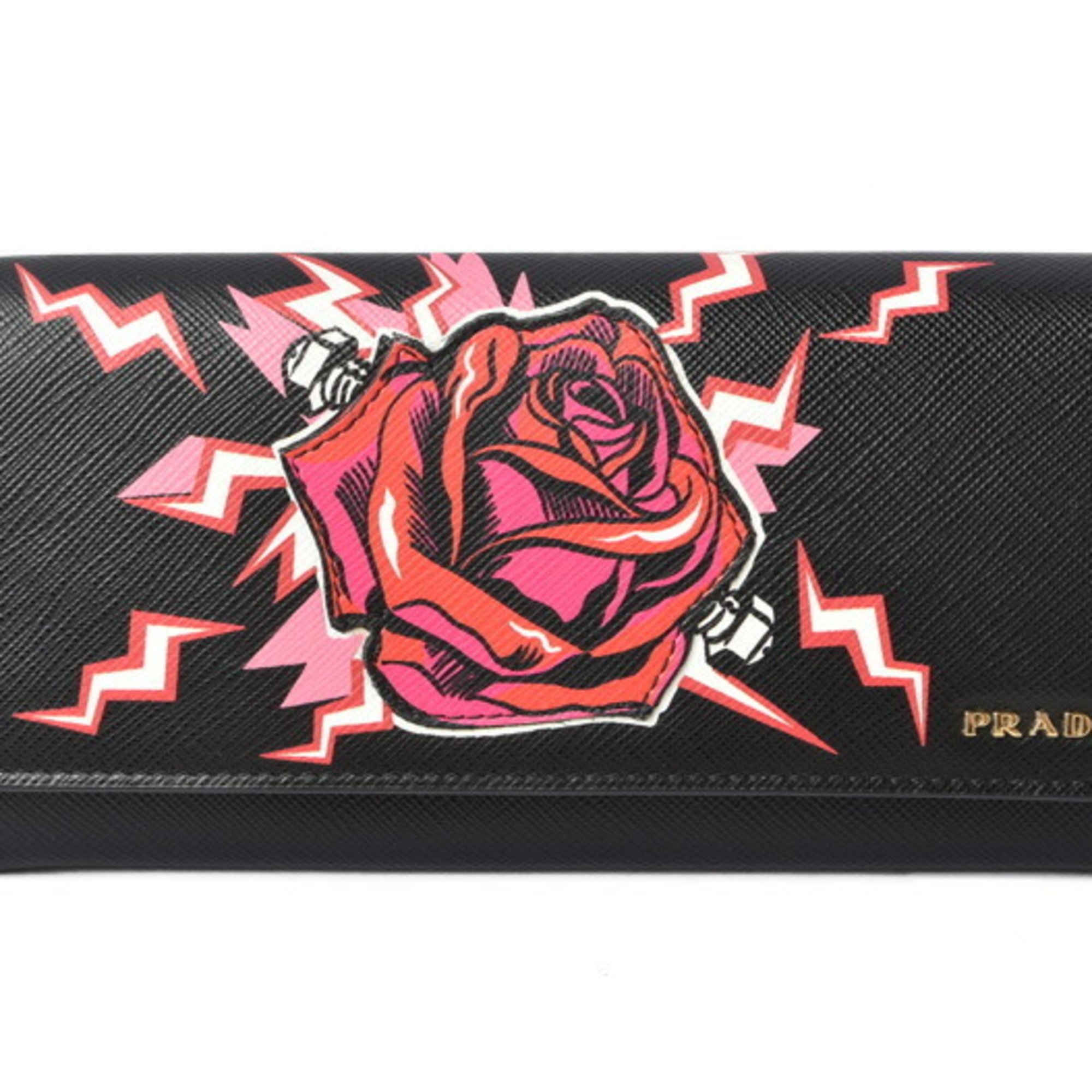 PRADA Wallet Long 1MH132 SAFFIANO PATCH Patchwork Rose Motif