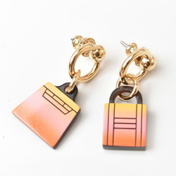 Hermes Earrings HERMES Fusion Amulet Marocinier Buffalo Horn Padlock Kelly Motif Orange Pink Yellow