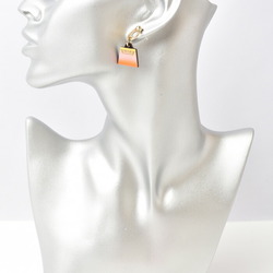 Hermes Earrings HERMES Fusion Amulet Marocinier Buffalo Horn Padlock Kelly Motif Orange Pink Yellow