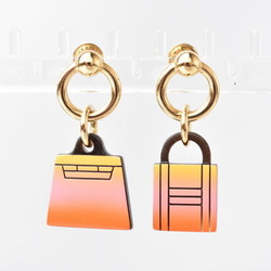 Hermes Earrings HERMES Fusion Amulet Marocinier Buffalo Horn Padlock Kelly Motif Orange Pink Yellow