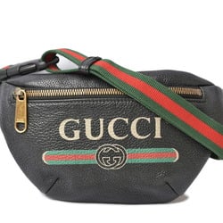 GUCCI Waist Pouch Body Bag Gucci Print Leather Small Black 527792