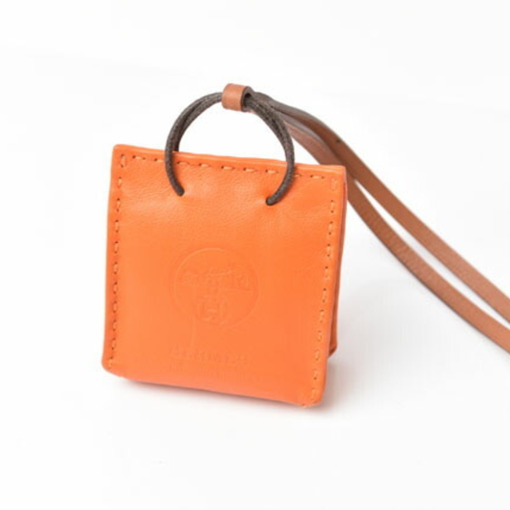 Hermes Bag Charm Strap Sac Orange Keychain Anjou Milo