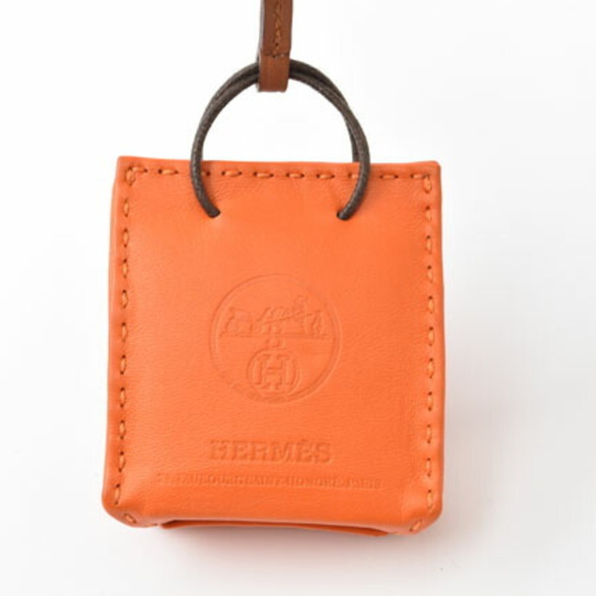 Hermes Bag Charm Strap Sac Orange Keychain Anjou Milo