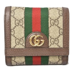 Gucci Wallet Bi-fold GUCCI Folding Beige Brown 598662 96IWG 8745 Ophidia GG Supreme