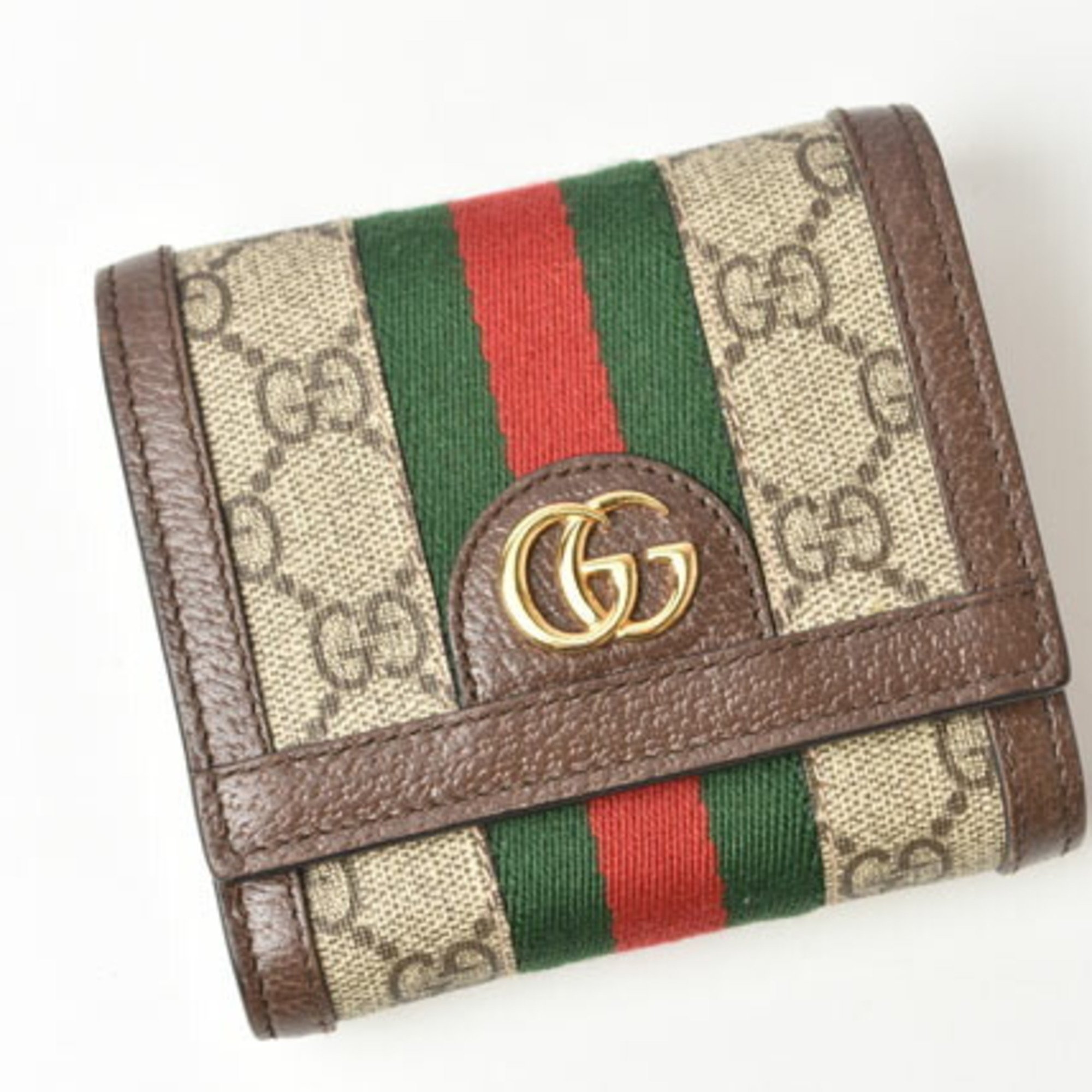 Gucci Wallet Bi-fold GUCCI Folding Beige Brown 598662 96IWG 8745 Ophidia GG Supreme