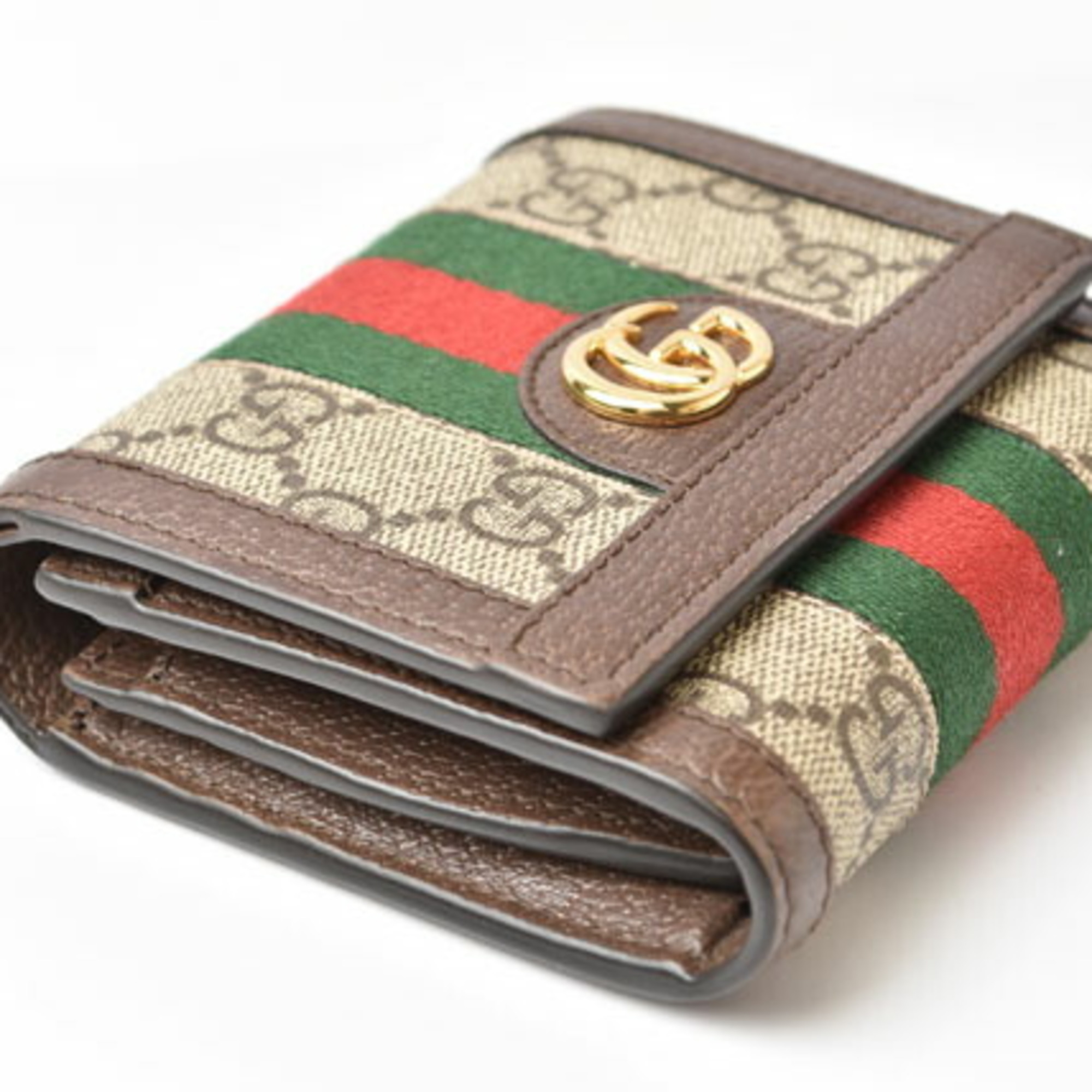 Gucci Wallet Bi-fold GUCCI Folding Beige Brown 598662 96IWG 8745 Ophidia GG Supreme