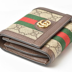 Gucci Wallet Bi-fold GUCCI Folding Beige Brown 598662 96IWG 8745 Ophidia GG Supreme