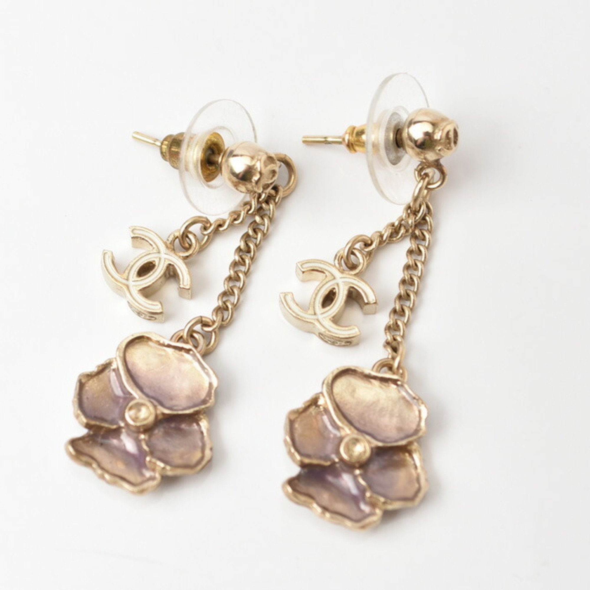 Chanel Earrings CHANEL CC Coco Mark Camellia Swing Gold A61472