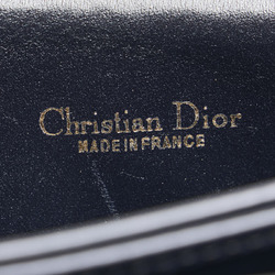 Christian Dior Dior Chain Shoulder Bag Navy Canvas Leather Women's