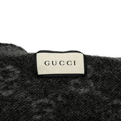 GUCCI GG Sherry Line Scarf Grey Wool Women's