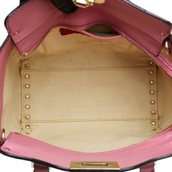 Valentino Rockstud Handbag Shoulder Bag Pink Leather Women's