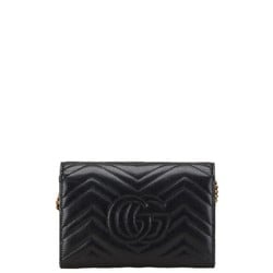 Gucci GG Marmont Chain Shoulder Wallet Bag 474575 Black Leather Women's GUCCI