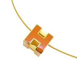 Hermes Necklace Cage d'Ash GP Plated Gold Orange Women's