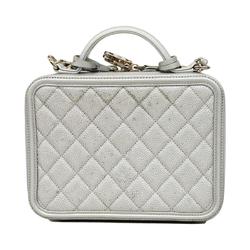 Chanel Shoulder Bag Matelasse Filigree Chain Caviar Skin Silver Women's