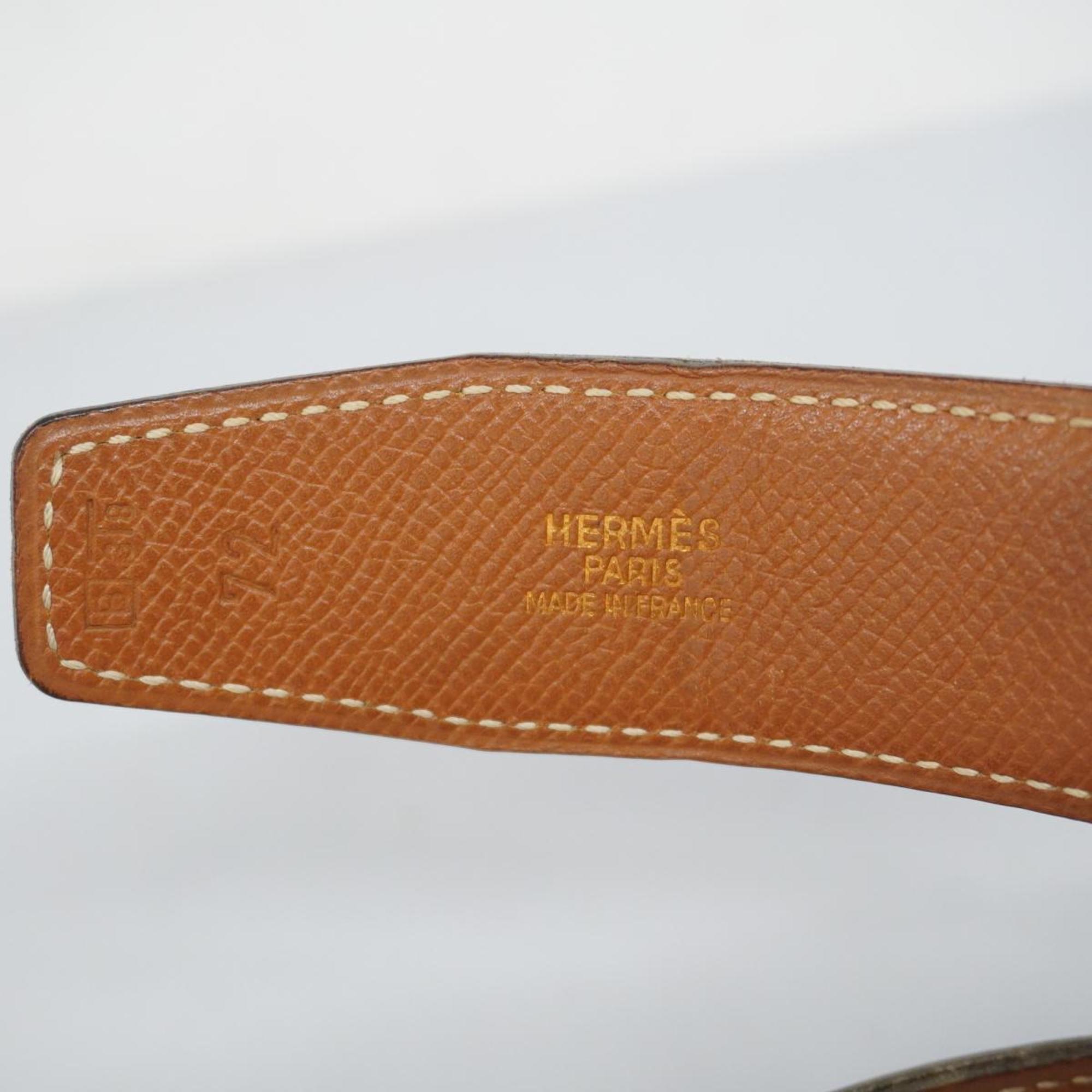 Hermes Belt Constance □B Stamped Cushvel Box Calf Gold Black Women's