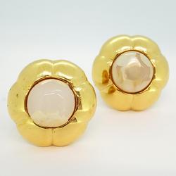 Chanel Earrings Flower Motif Fake Pearl GP Plated Gold Women's