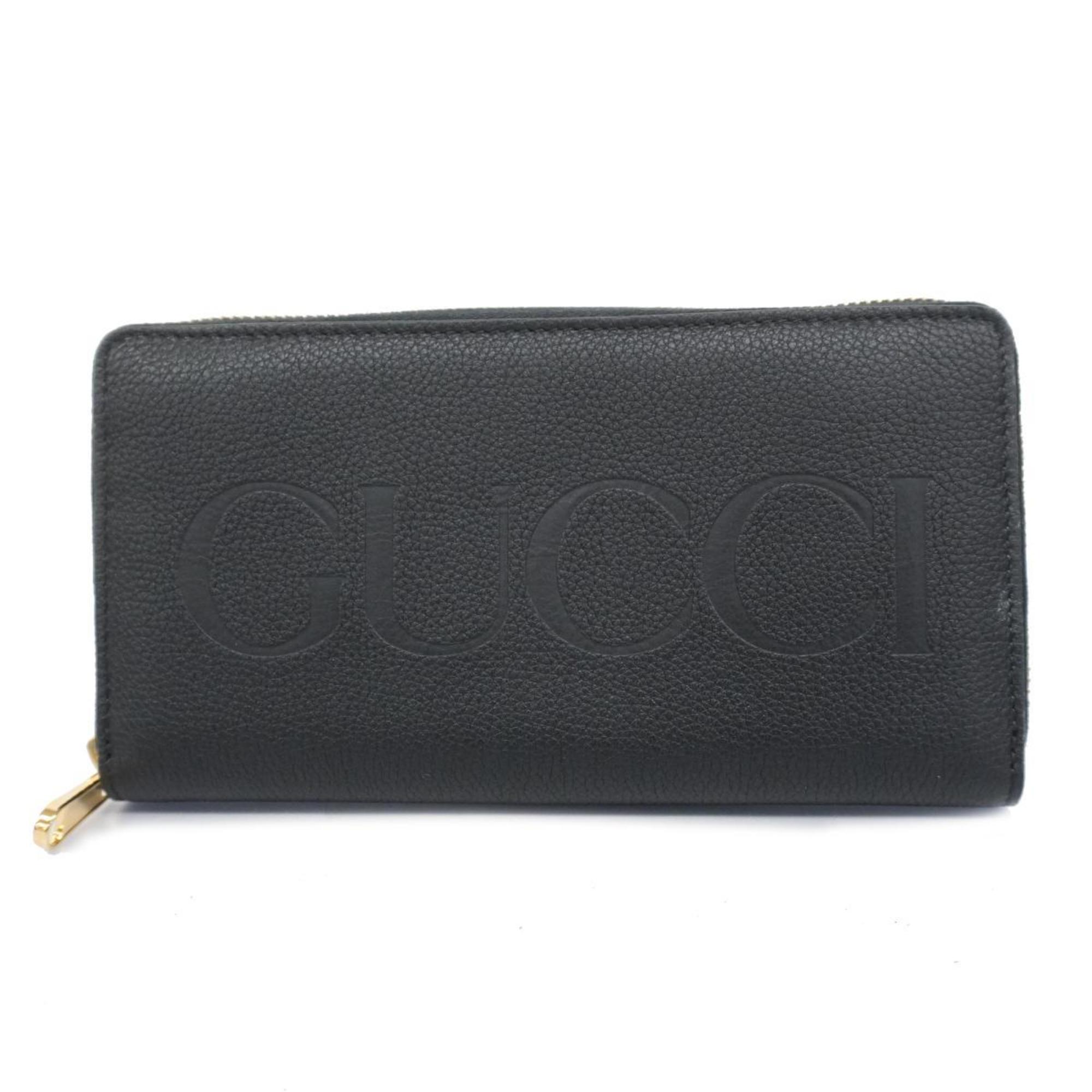 Gucci Long Wallet 658691 Leather Black Men's