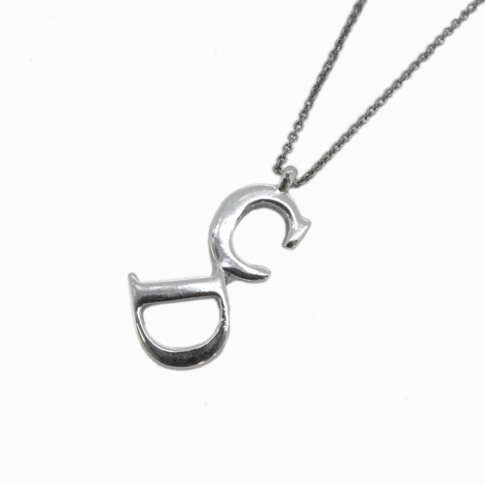 Christian Dior Necklace CD Metal Silver Women's