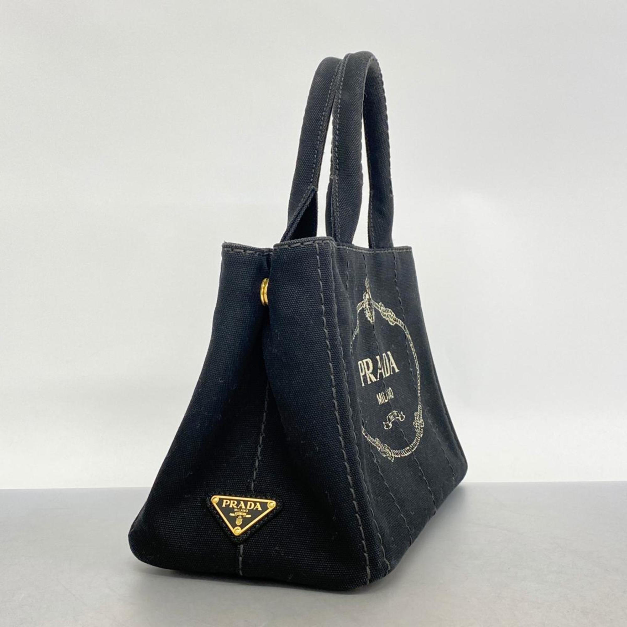 Prada Tote Bag Canapa Canvas Black Women's