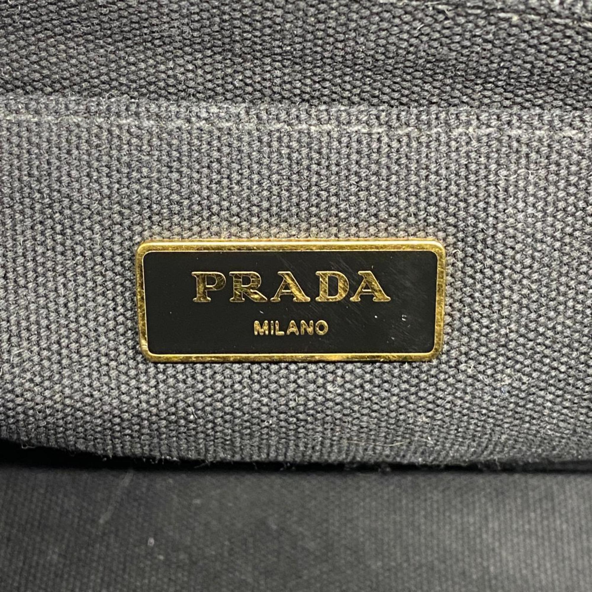 Prada Tote Bag Canapa Canvas Black Women's