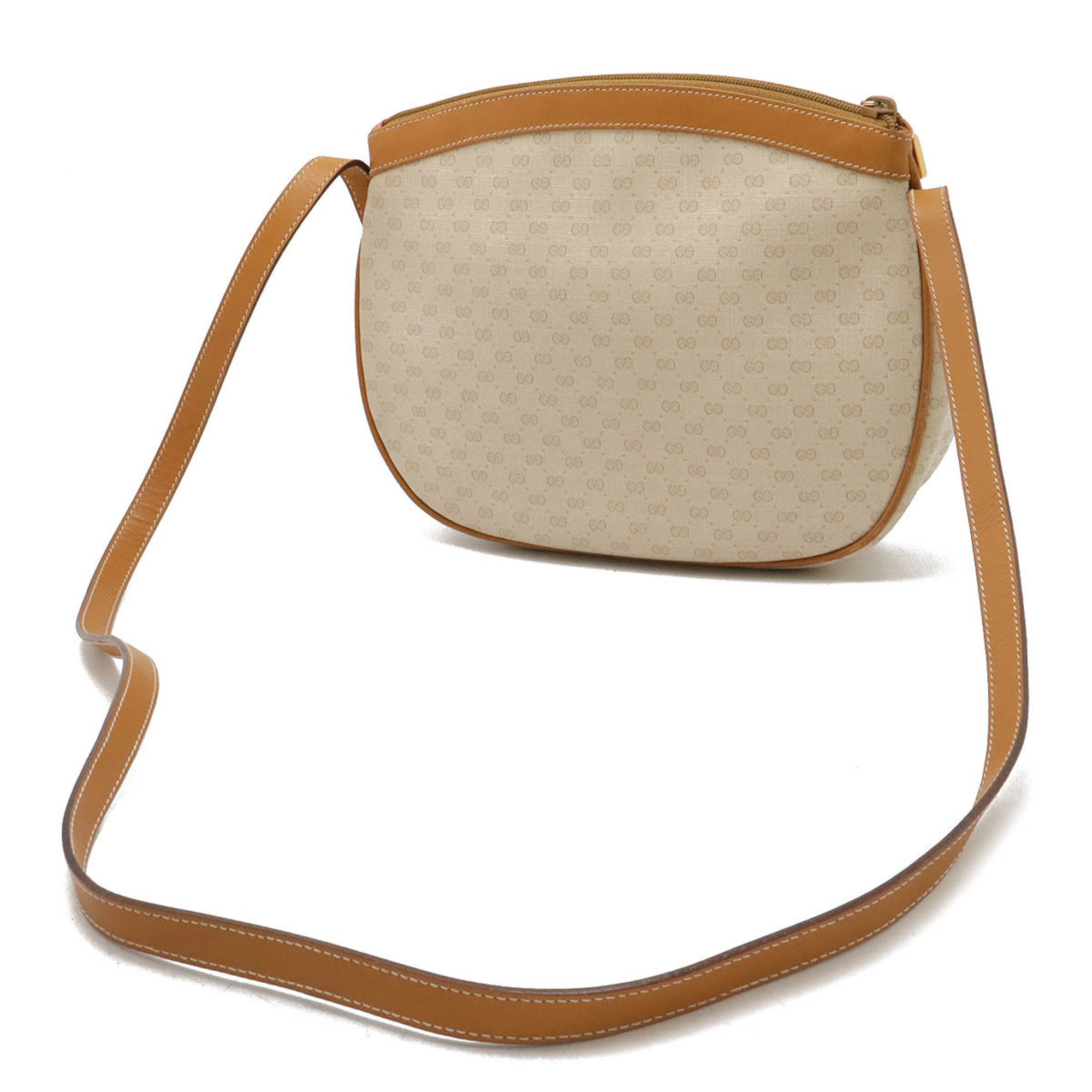 GUCCI Old Gucci GG Plus Shoulder Bag Pochette PVC Leather Ivory Beige