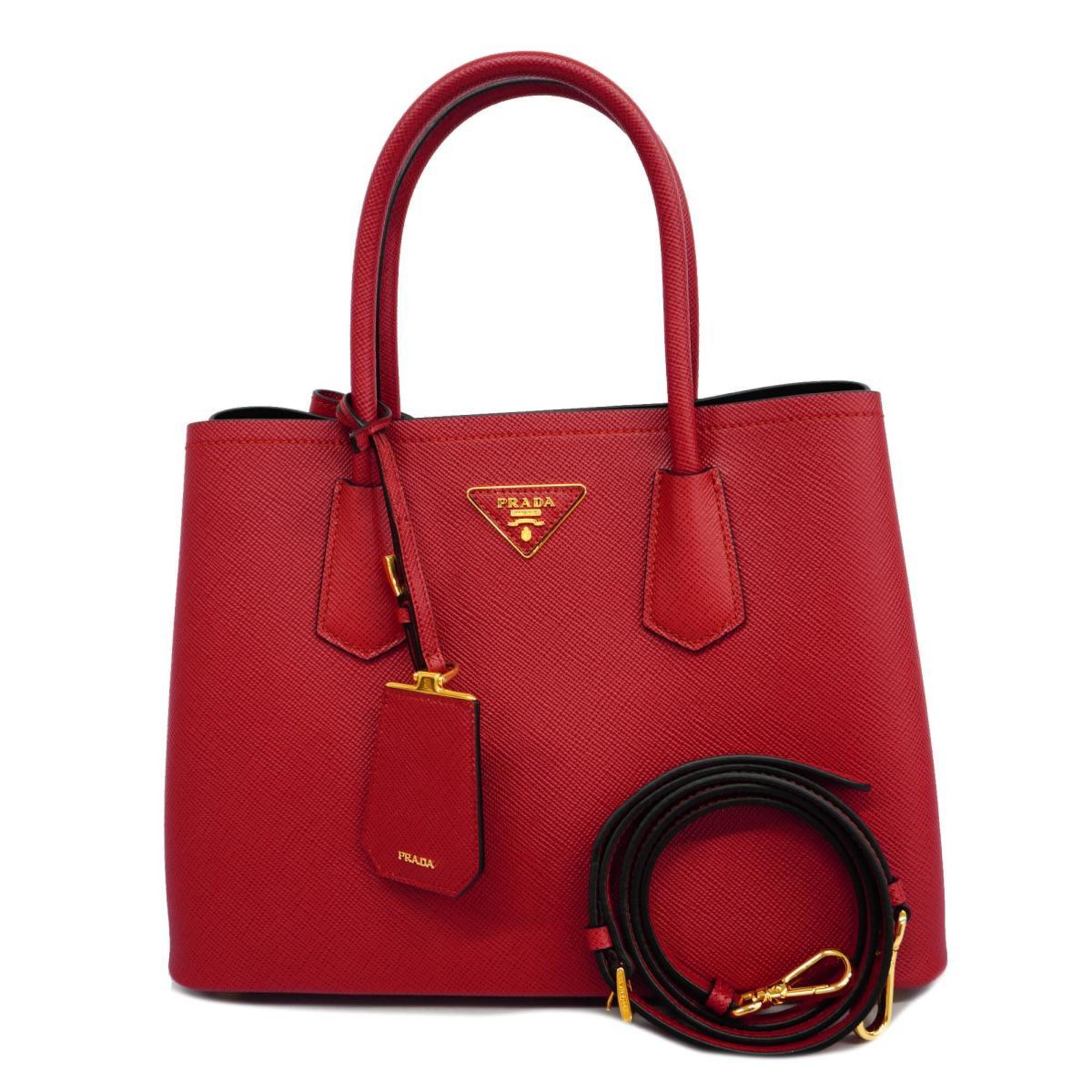 Prada handbag saffiano leather red ladies