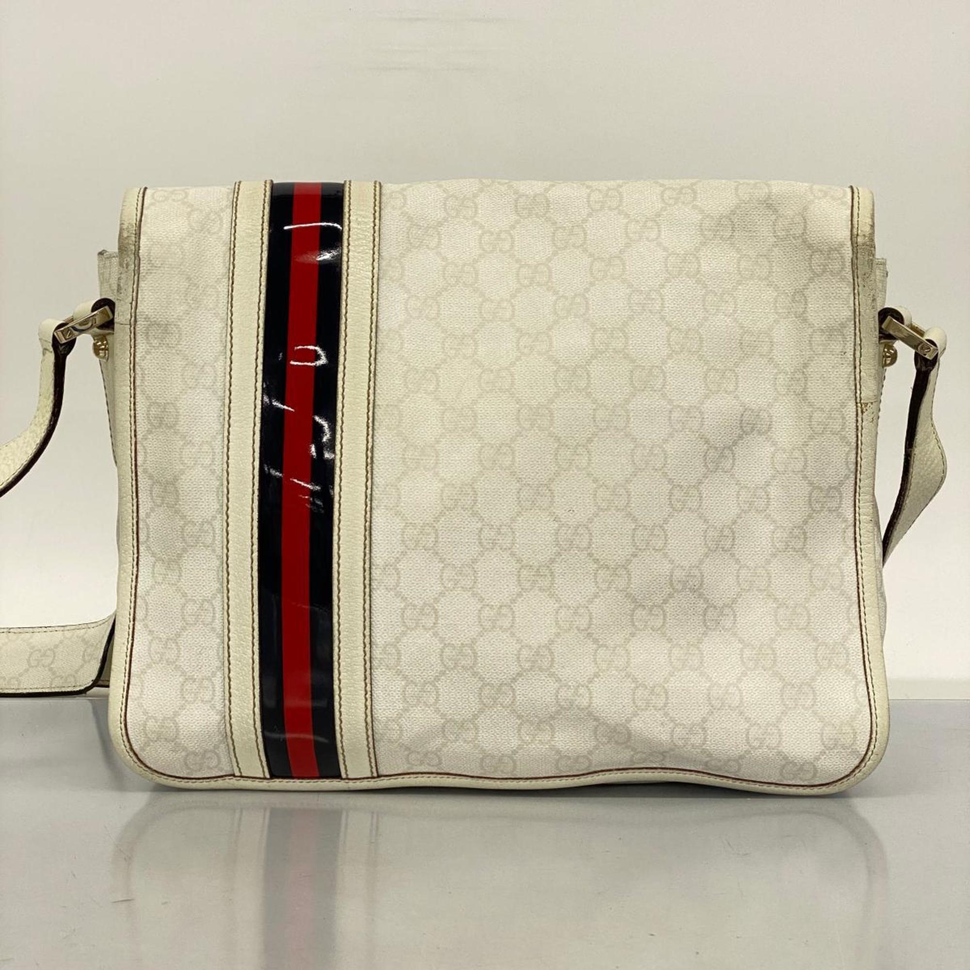 Gucci Shoulder Bag GG Supreme Sherry Line 145844 White Men's