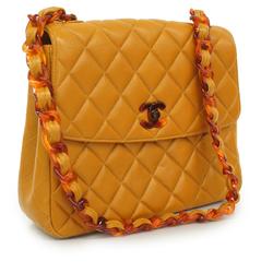 Chanel Shoulder Bag Matelasse Chain Lambskin Tortoiseshell Brown Women's