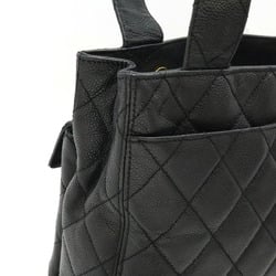 CHANEL Chanel Matelasse Coco Mark Tote Bag Shoulder Caviar Skin Leather Black