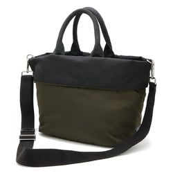 PRADA Prada Tote Bag Handbag Shoulder Reversible Bicolor Two-Tone Nylon Leather Khaki Black BN1959