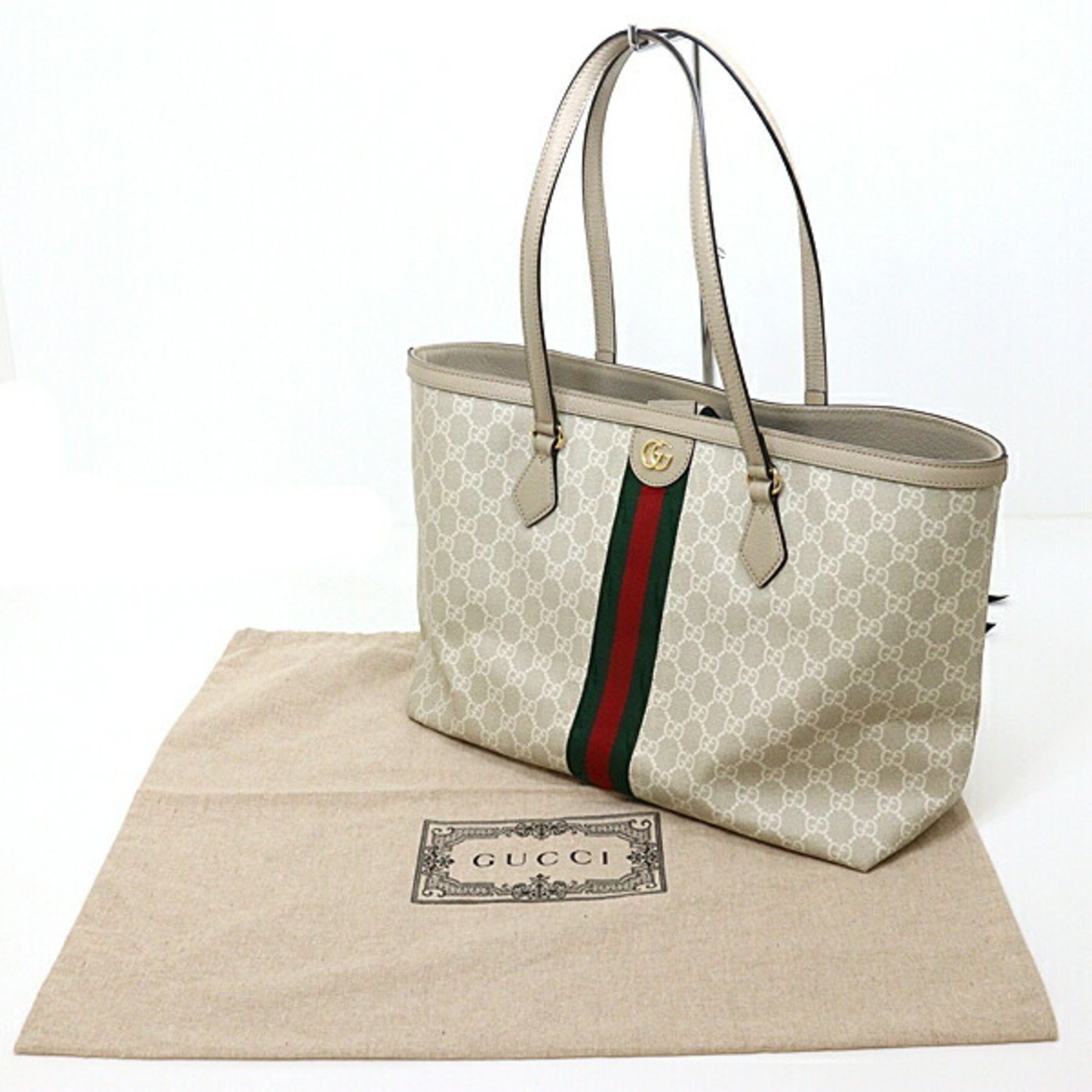 GUCCI Ophidia Medium Tote Bag 631685 GG Supreme Canvas Beige