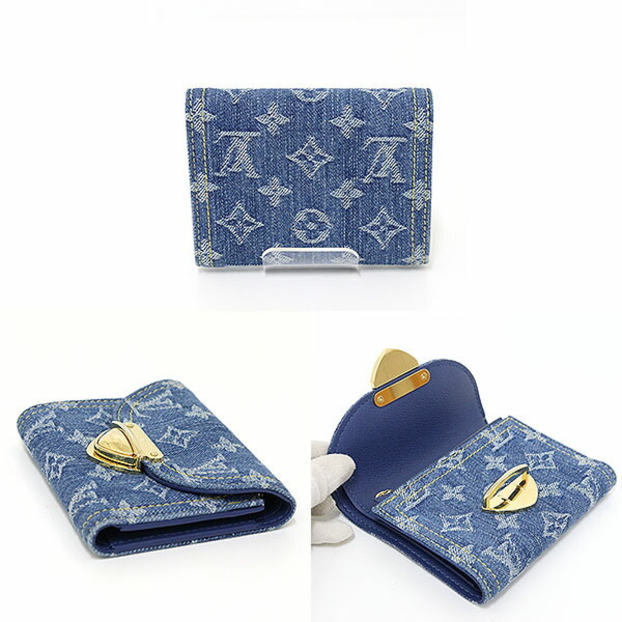 Louis Vuitton Portefeuille Victorine Monogram Denim Blue M82959 Tri-fold Wallet