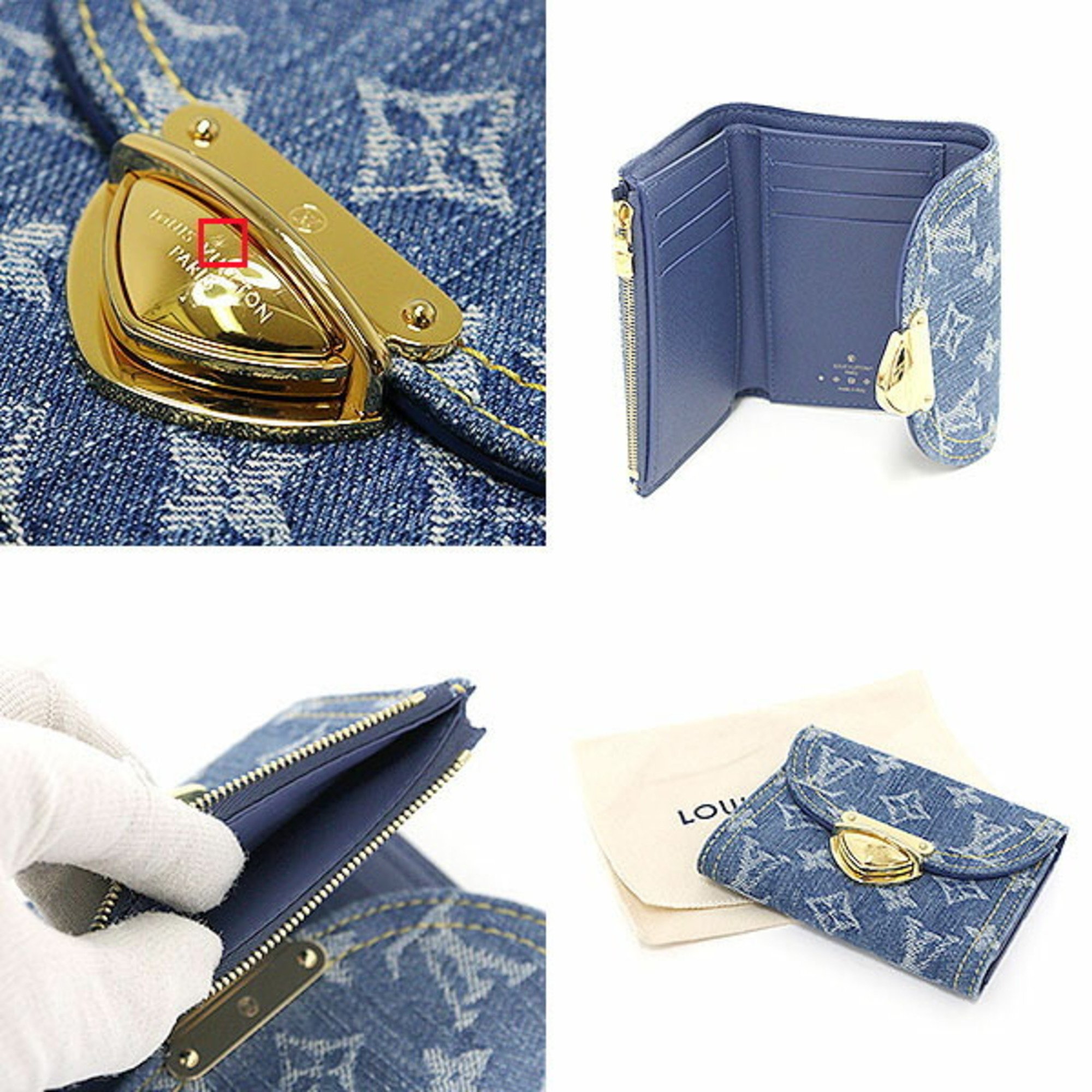 Louis Vuitton Portefeuille Victorine Monogram Denim Blue M82959 Tri-fold Wallet