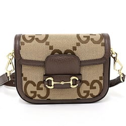 GUCCI [Gucci Horsebit 1955] Shoulder bag Jumbo GG canvas 658574 Brown Beige