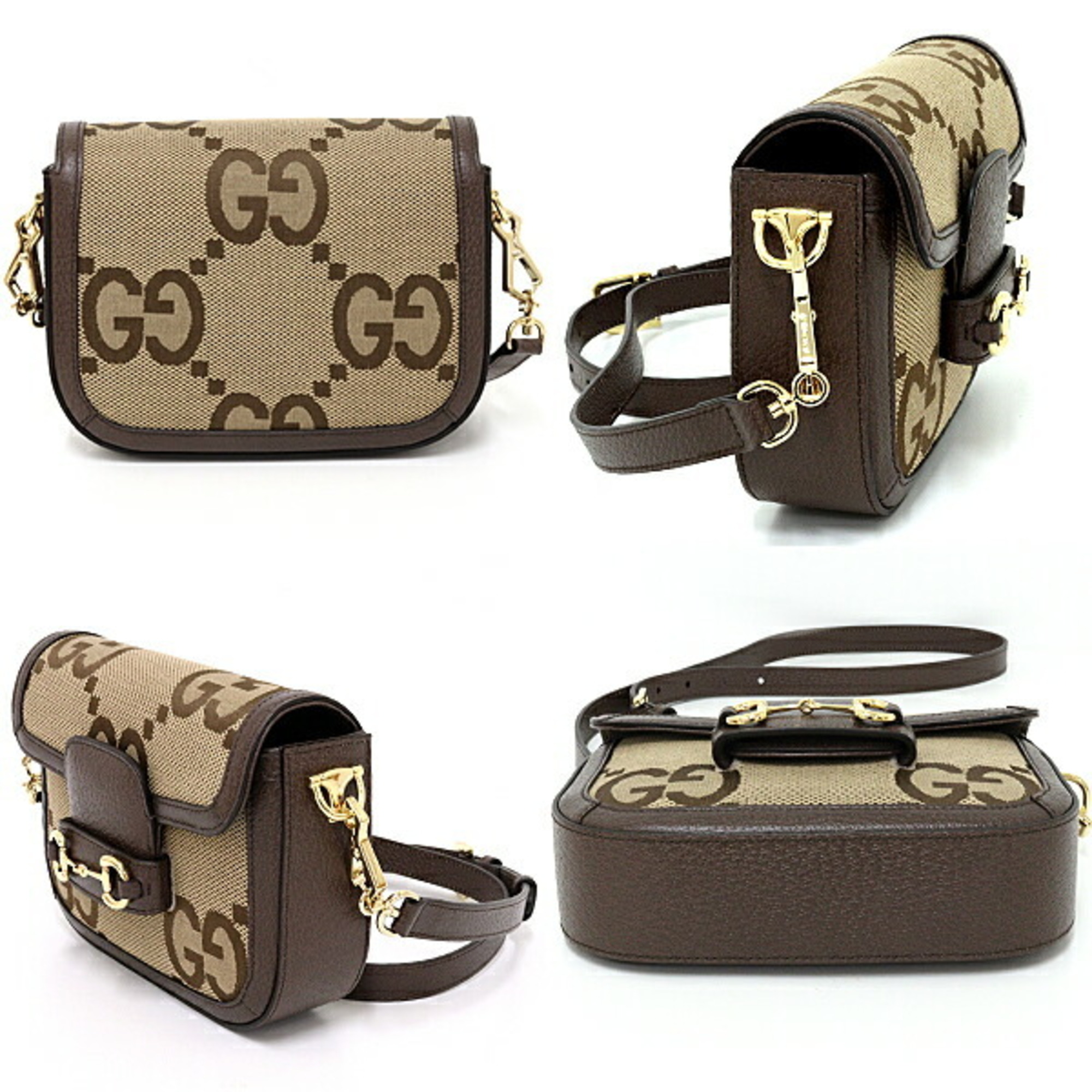 GUCCI [Gucci Horsebit 1955] Shoulder bag Jumbo GG canvas 658574 Brown Beige