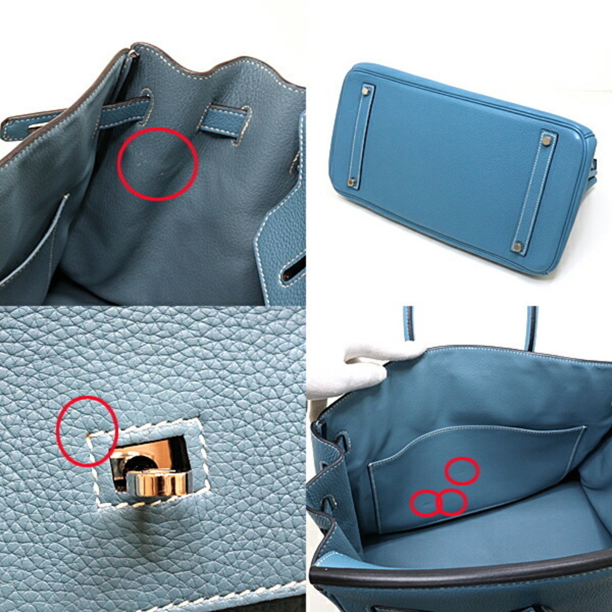 Hermes HERMES Birkin 35 Togo Blue Jean □L stamped Cleaned