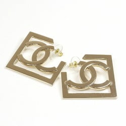 CHANEL Coco Mark Square Earrings Metal Gold Studs ABB739 A23B