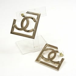 CHANEL Coco Mark Square Earrings Metal Gold Studs ABB739 A23B