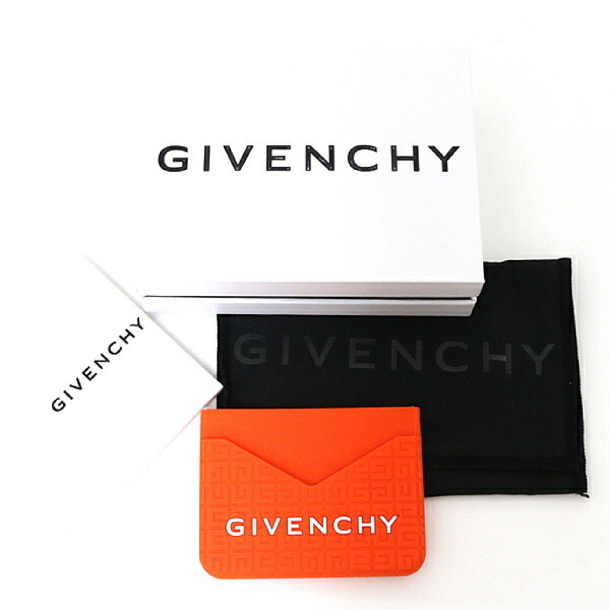 GIVENCHY 4G Rubber Card Holder Case Embossed BK60EJK1QP Orange