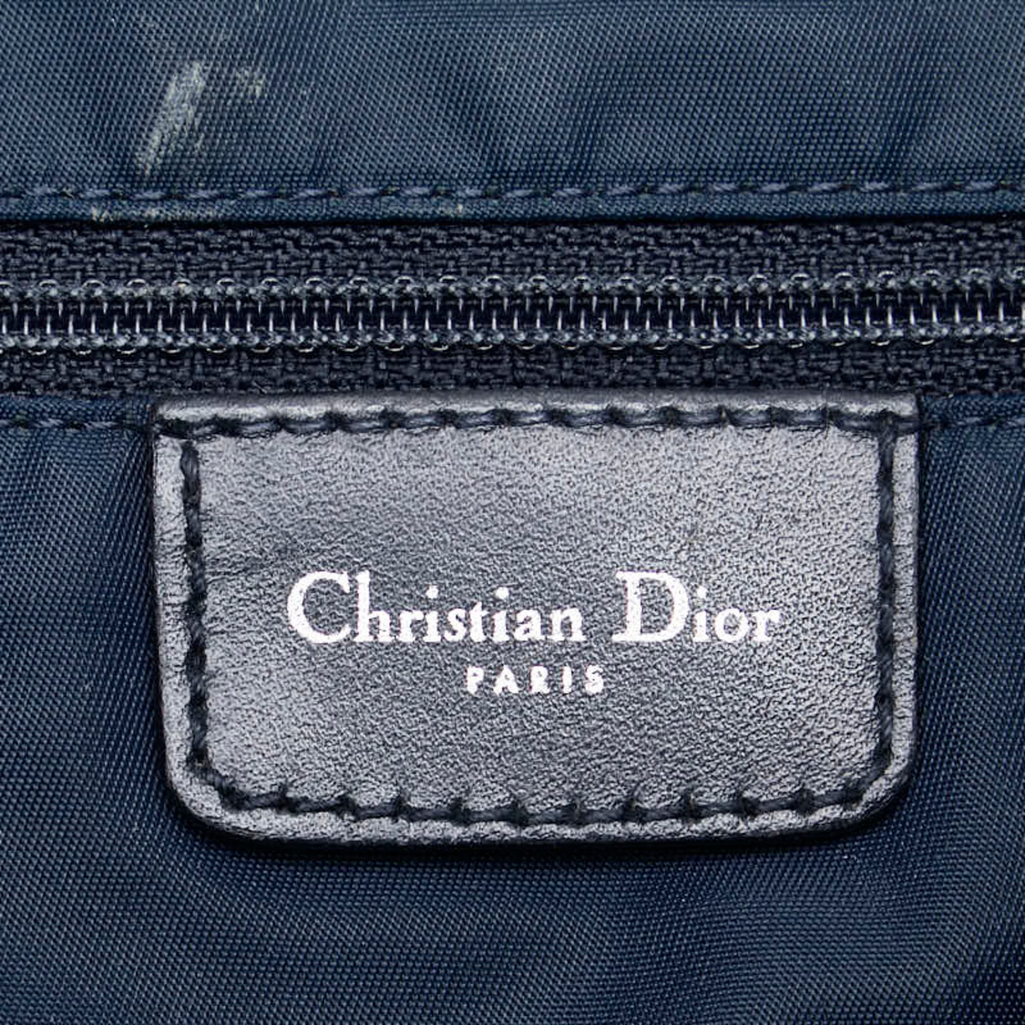 Christian Dior Dior Trotter Shoulder Bag Navy Grey Jacquard Women's