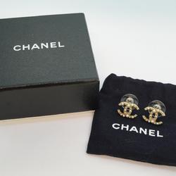 Chanel Earrings Coco Mark Fake Pearl GP Plated Champagne Gold A13S Women's