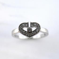 Cartier Ring C Heart Diamond K18WG White Gold Women's