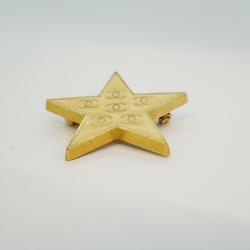 Chanel Brooch Coco Mark Star GP Plated Gold White 01P Women's