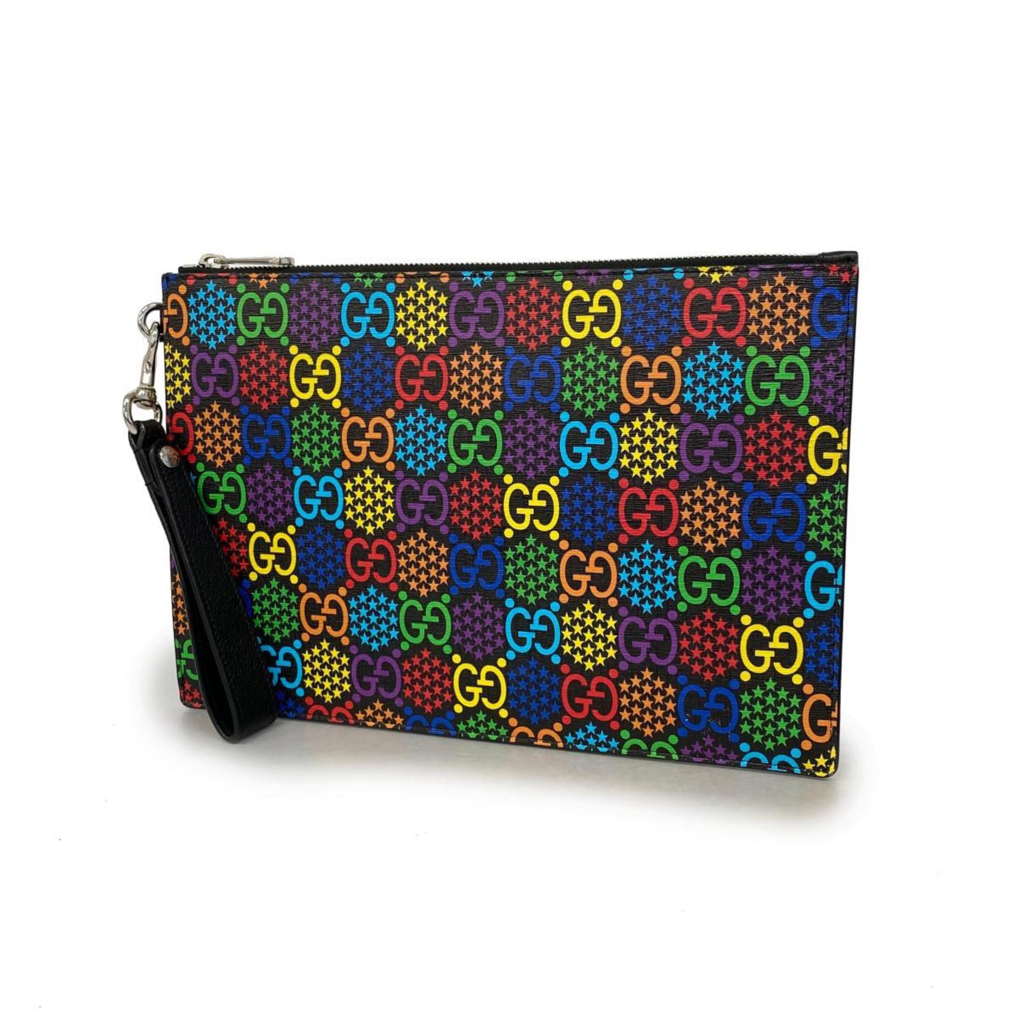 Gucci Clutch Bag GG Psychedelic 601087 Black Multicolor Men's